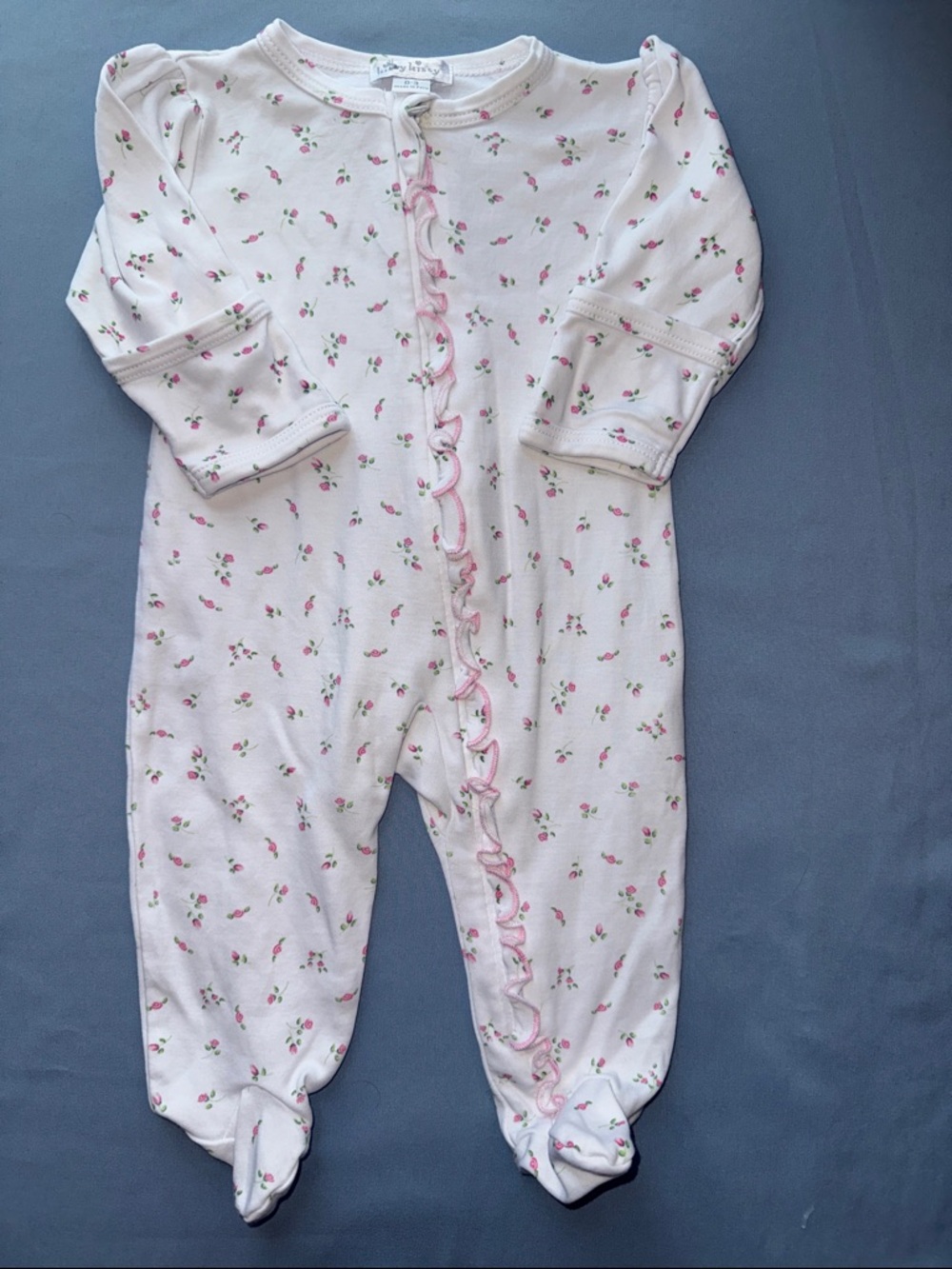 Kissy Kissy Pink Floral Ruffle-Trim Footed One-Piece